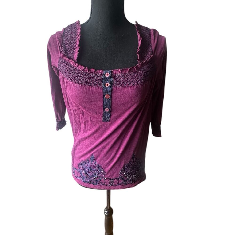 Miss Me Girls Embellished Top S – Boho Western Rhinestone Chic Style